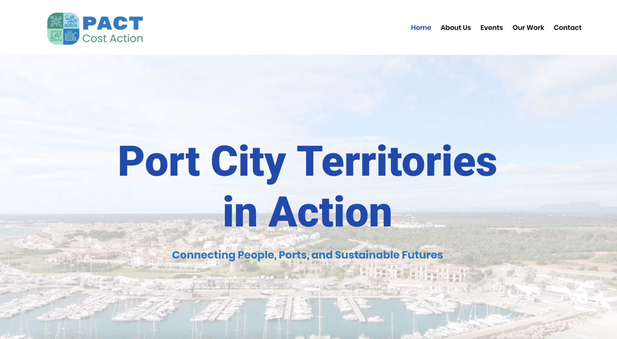 Figure 1. The new PACT website homepage, offering a digital platform for collaboration on inclusive energy transitions in European port cities (Source: screenshot taken by Mikaela Rands, 04.03.2025).