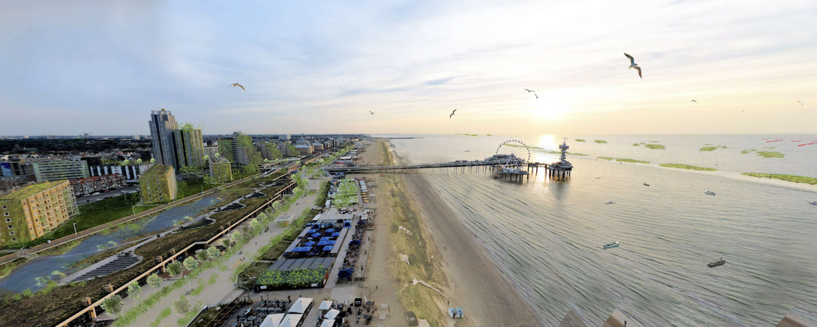 image 3 of Coastline of the Hague and Scheveningen before and after intervention, focusing on using the coastal dynamics to extend the Nature-Based Solutions in urban-maritime territories. Source: NXR-2024.