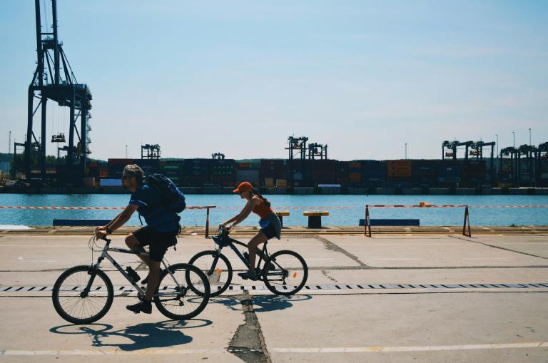 Cyclists in the Port