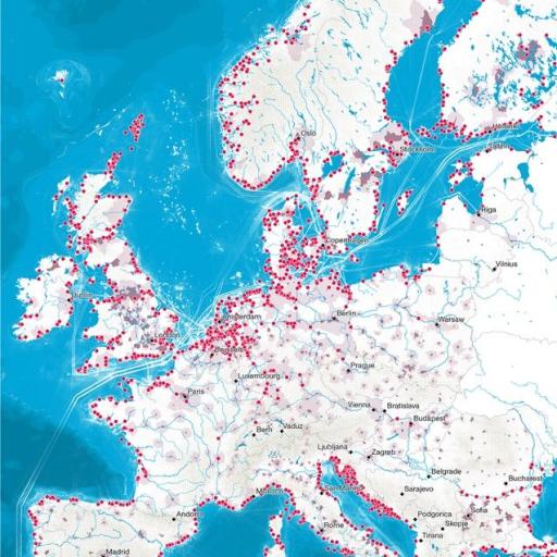 European ports ranked by type (passenger and cargo) and volume of throughput (extract from © Port City Atlas).