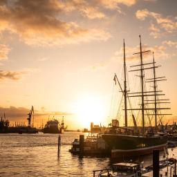 ships sunset